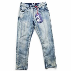 True Indigo Acid Wash Jeans Mens 30x30 Slim Straight Stretch Flap Pocket NWT